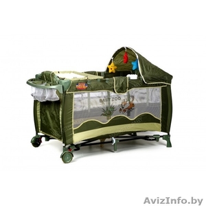Двухуровневый манеж кровать в оранжевом цвете bebi zoo немного бу в отличном сос - Изображение #1, Объявление #1493149