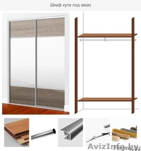 Шкаф купе на заказ 150х260х63 см двери из зеркала и дсп